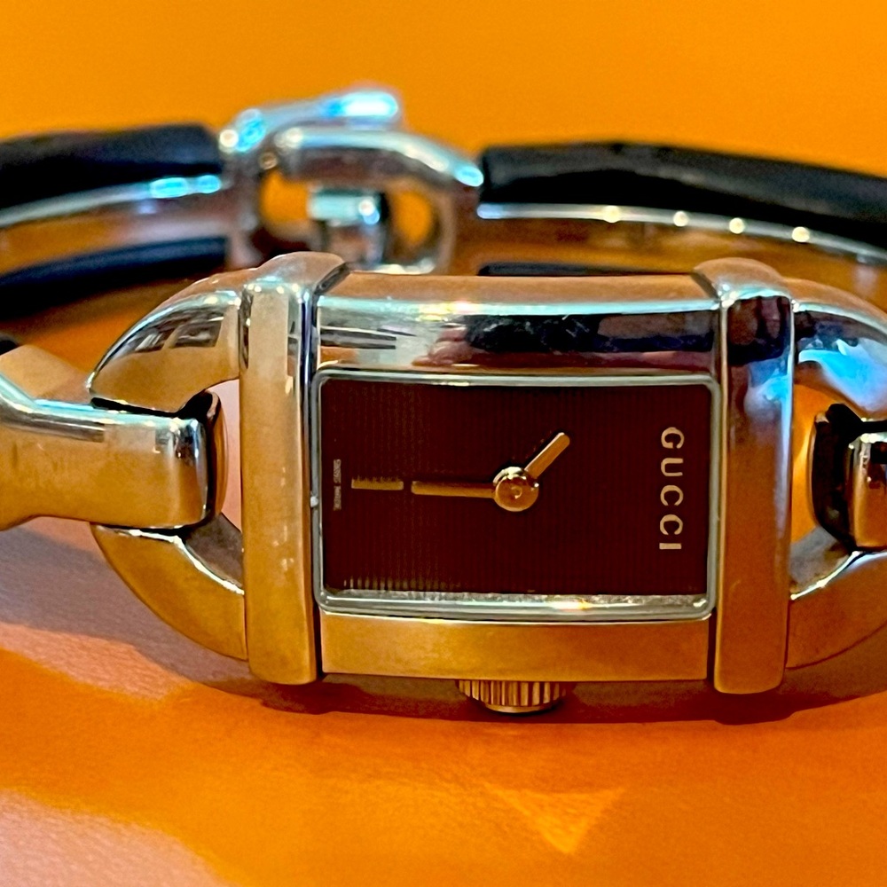 Gucci Women's Watch with Black and Silver Accents